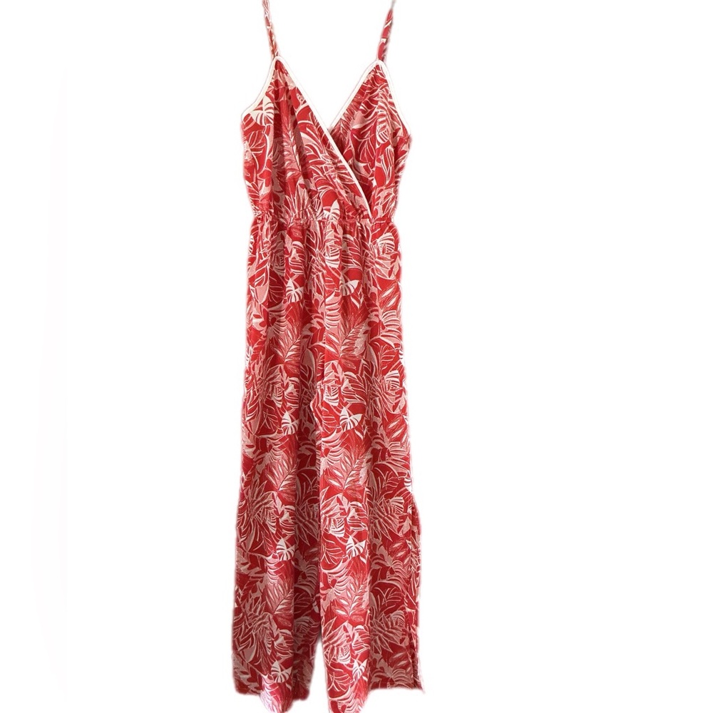 Tropical print red and white jumpsuit small - Picture 6 of 10